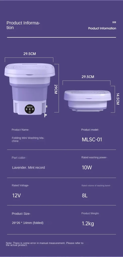 🌀 8L Portable Folding Washing Machine – Compact & Efficient Laundry Solution! - Image 31