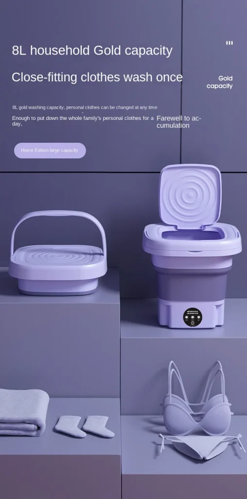 🌀 8L Portable Folding Washing Machine – Compact & Efficient Laundry Solution! - Image 12