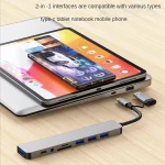 🔌 8-in-1 USB C Hub - USB 3.0/TF/SD Card Reader/3.5mm Audio | Multi-Port Adapter for MacBook Pro/Xiaomi/Tablets | Space Gray Aluminum Shell - Image 4
