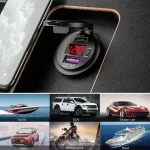 🚗 Dual USB Car Charger QC3.0 + PD Type-C – 12V/24V Fast Charging Socket with ON/OFF Switch | Waterproof for Car, Boat, Truck, Marine, Motorcycle - Image 5