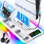 🎮 OIVO 4-in-1 PS5 Dock Station - Charging Stand for DualSense Controllers | Cooling Fan | Headset Holder | Game Storage | Compatible with PS5 Slim & Disc Edition