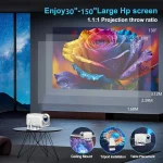 🎬 Portable 1080P Native Projector – 390 ANSI | 4K Support | Android 11 | WiFi 6 & Bluetooth 5.0 | 180° Rotatable for Home & Office - Image 6