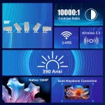 🎬 Portable 1080P Native Projector – 390 ANSI | 4K Support | Android 11 | WiFi 6 & Bluetooth 5.0 | 180° Rotatable for Home & Office - Image 7
