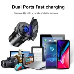 🚗 Dual USB Car Charger QC3.0 + PD Type-C – 12V/24V Fast Charging Socket with ON/OFF Switch | Waterproof for Car, Boat, Truck, Marine, Motorcycle - Image 4