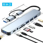 🔌 8-in-1 USB C Hub - USB 3.0/TF/SD Card Reader/3.5mm Audio | Multi-Port Adapter for MacBook Pro/Xiaomi/Tablets | Space Gray Aluminum Shell - Image 8