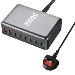 ⚡ 500W GaN 8-Port Desktop Charger - 100W USB-C PD x2 + 65W USB-C x4 + 20W USB-A x2 | Fast Charge for iPhone 16/15 Pro Max/S24 Ultra/MacBook Pro | Foldable Plug | CE/RoHS Certified - Image 7