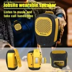 🔊 XICKU Wearable Bluetooth Speaker - IP56 Waterproof Magnetic Clip-On Speaker | 30H Playtime | TF Card Slot | Hands-Free Calls | for Workouts, Jobsites, Outdoor (Black/Yellow) - Image 3