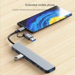 🔌 8-in-1 USB C Hub - USB 3.0/TF/SD Card Reader/3.5mm Audio | Multi-Port Adapter for MacBook Pro/Xiaomi/Tablets | Space Gray Aluminum Shell - Image 5