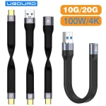 ⚡ UGOURD USB4 20Gbps Short Cable - 13cm/22cm Type C to C Cable | 100W PD Fast Charging | 4K@60Hz Video | for SSD/iPhone 15/MacBook/Steam Deck (Black, 2-Pack)