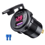 🚗 Dual USB Car Charger QC3.0 + PD Type-C – 12V/24V Fast Charging Socket with ON/OFF Switch | Waterproof for Car, Boat, Truck, Marine, Motorcycle - Image 8