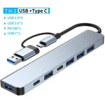 🔌 8-in-1 USB C Hub - USB 3.0/TF/SD Card Reader/3.5mm Audio | Multi-Port Adapter for MacBook Pro/Xiaomi/Tablets | Space Gray Aluminum Shell - Image 7