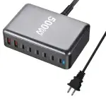 ⚡ 500W GaN 8-Port Desktop Charger - 100W USB-C PD x2 + 65W USB-C x4 + 20W USB-A x2 | Fast Charge for iPhone 16/15 Pro Max/S24 Ultra/MacBook Pro | Foldable Plug | CE/RoHS Certified - Image 8