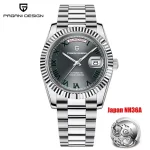 ⌚ PAGANI DESIGN DD40 Men's Luxury Watch - NH36A Automatic Movement | 100M Waterproof | Sapphire Crystal | Day-Date Display | Stainless Steel Bracelet (40mm, Silver/Black/Blue) - Image 8