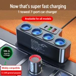 🚗 120W Multi-Function USB & Type-C Car Charger – Fast Charging | 1-to-4 Port Adapter for Multiple Devices - Image 2