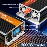 ⚡ HOULI 5000W Pure Sine Wave Inverter | 12V/24V to 110V AC Power Converter 🏡 Dual USB Outlets for Solar/RV/CPAP 🚨 Emergency Backup Guaranteed - Image 4